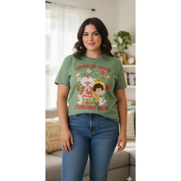 Retro 70s Strawberry Shortcake & Friends Cotton Kindness Helps Tee Womens XL NEW - Picture 1 of 10